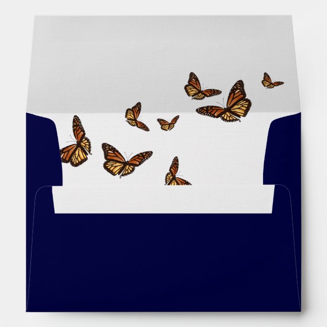 Enveloppe Monarque papillon Botanique Marine Mariage de auto (Dos (Bas))