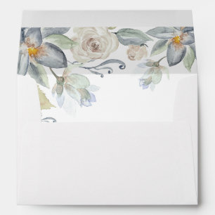 Enveloppe Monnaie verte et florale blanche
