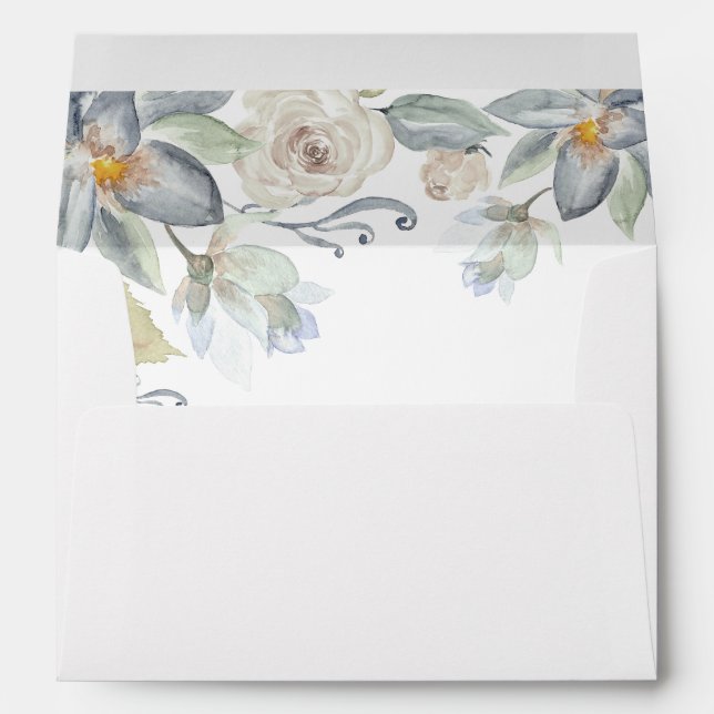 Enveloppe Monnaie verte et florale blanche (Dos (Bas))