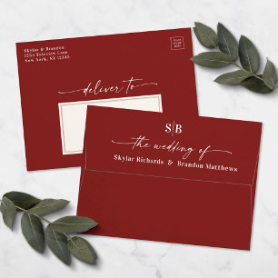 Enveloppe Monogram Cinnamon Rouge A7 5x7 Faire-part de maria