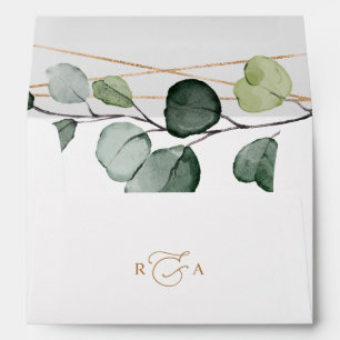 Enveloppe Monogram Greenery Gold Adresse de retour 5x7
