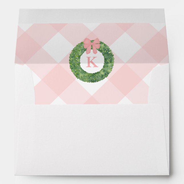 Enveloppe Monogram Pink Bow Girl Baby shower Adresse de reto (Dos (Bas))