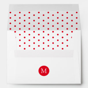 Enveloppe Monogramme à points polka rouge et blanc mignon