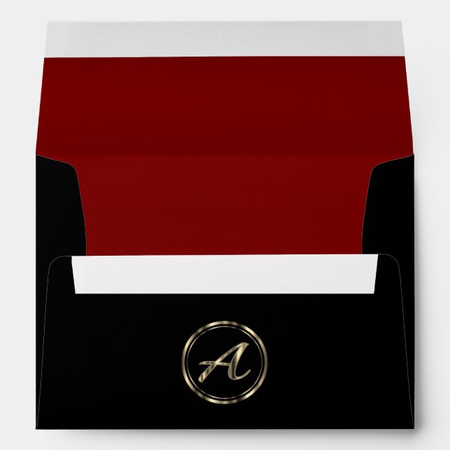 Enveloppe Monogramme A - Satin rouge à revêtement (Dos (Bas))