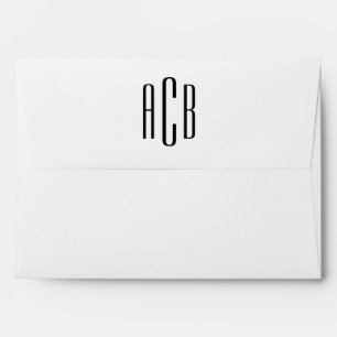 Enveloppe Monogramme à trois lettres noir à l'intérieur et b