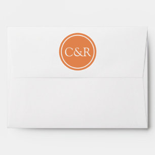 Enveloppe Monogramme Blanche, Liner Nectarine Oran
