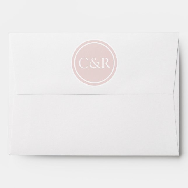 Enveloppe Monogramme blanche, Rosée Rosée (Dos (Haut rabat))