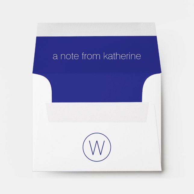 Enveloppe Monogramme bleu marine simple et blanc (Dos (Bas))