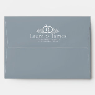 Enveloppe Monogramme bleu poussiéreux Calligraphie Mariage m