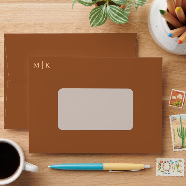 Enveloppe Monogramme Brown moderne (Desk)