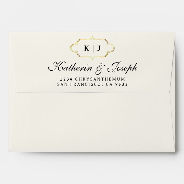 ENVELOPPE MONOGRAMME CLASSIQUE ET MARIAGE DE CALLIGRAPHIE RO (Dos (Haut rabat))