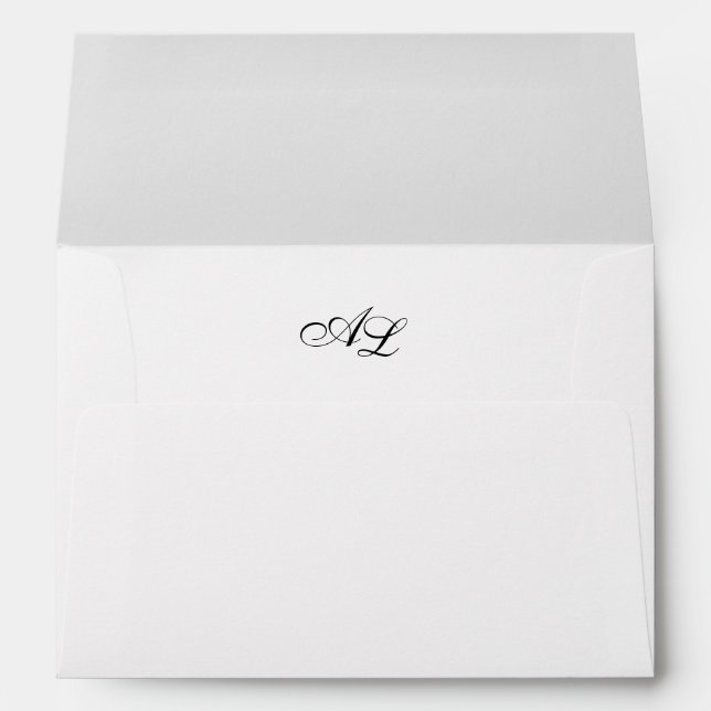 Enveloppe Monogramme classique Noir et blanc Mariage traditi (Dos (Bas))