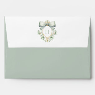 Enveloppe Monogramme Crest avec Mariage de la mâche verte Sa