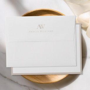 Enveloppe Monogramme de bordure beige minimaliste