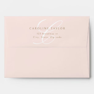 Enveloppe Monogramme de calligraphie classique rose Adresse