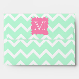 Enveloppe Monogramme de Chevron vert à la menthe avec sauce
