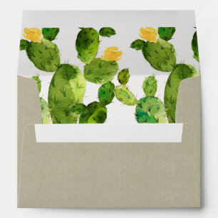 ENVELOPPE MONOGRAMME DE FLEURS CACTUS DU DÉSERT D'EAU KRAFT