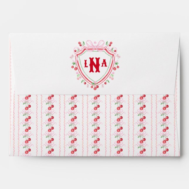 Enveloppe Monogramme de la crête de cerisier Coquette (Dos (Haut rabat))
