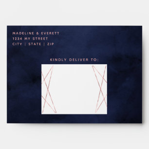 Enveloppe Monogramme de Mariage géométrique bleu et Rose ble