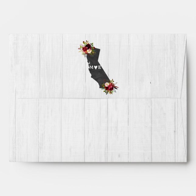 Enveloppe Monogramme du Mariage Floral Rustique de Californi (Dos (Haut rabat))