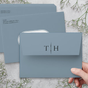 Enveloppe Monogramme Dusty Blue Faire-part de mariage
