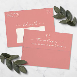 Enveloppe Monogramme Dusty Rose rose A7 5x7 Faire-part de ma