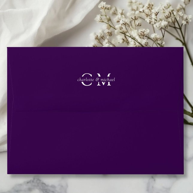 Enveloppe Monogramme Élégant Violet (Monogram Elegant Purple Envelope)