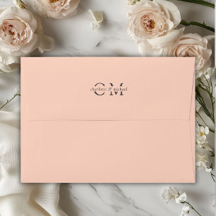 Enveloppe Monogramme Élégante Rose Pêche