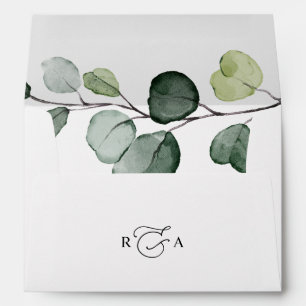 Enveloppe Monogramme Eucalyptus Green avec adresse de retour