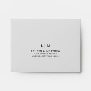 Enveloppe Monogramme gris clair simple Élégant Mariage RSVP