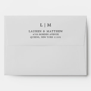 Enveloppe Monogramme gris clair simple Mariage élégant