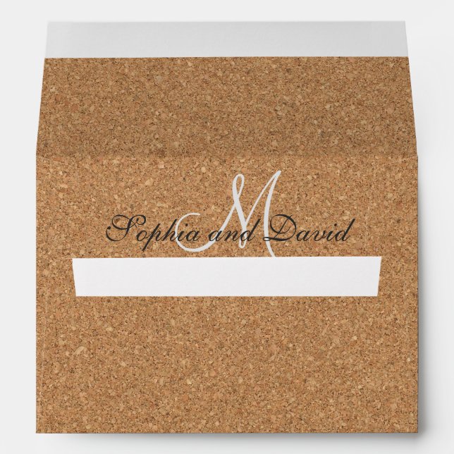 Enveloppe Monogramme Mariage de liège à vin rustique (Dos (Bas))