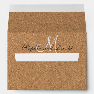 Enveloppe Monogramme Mariage de liège à vin rustique