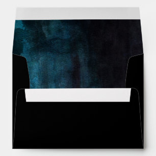 Enveloppe Monogramme Mariage or bleu et noir marine