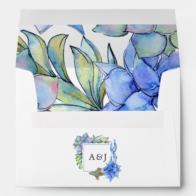 Enveloppe Monogramme Mariage Succulent (Dos (Bas))