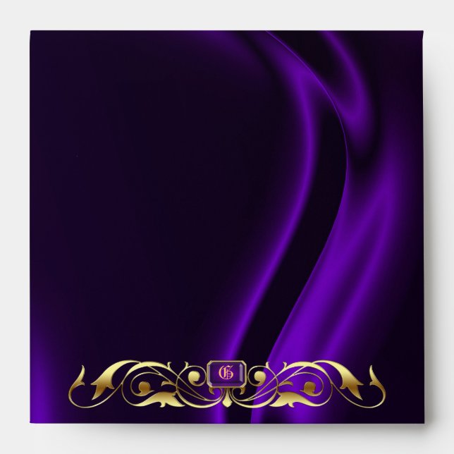 Enveloppe Monogramme Marquis Purple Silk Gold Scro (Devant)