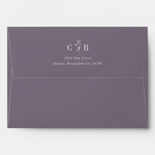 Enveloppe Monogramme minimal Floral Purple Adresse de retour