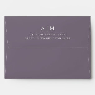 Enveloppe Monogramme Minimaliste Adresse de Retour Violet Po