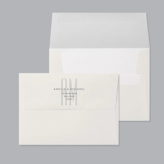 Enveloppe Monogramme Minimaliste Architectural pour Mariage