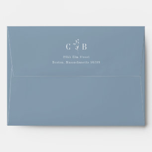 Enveloppe Monogramme minimaliste Floral Blue Adresse de reto