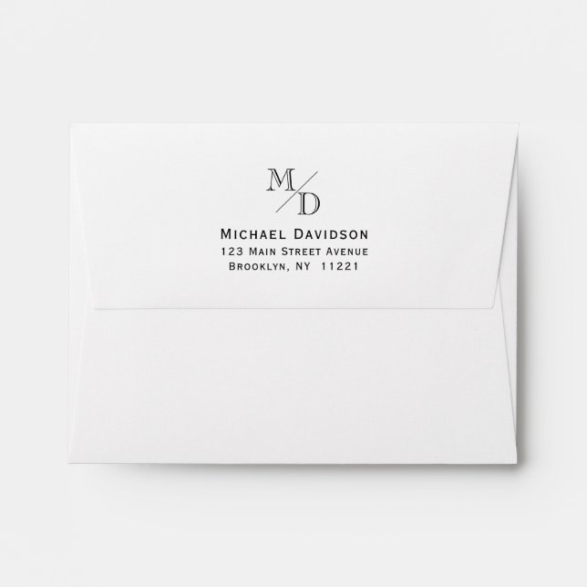 Enveloppe Monogramme moderne 2 Élégant professionnel initial (Dos (Haut rabat))
