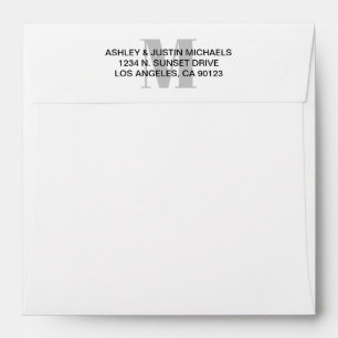 Enveloppe Monogramme Moderne & Adresse de Retour
