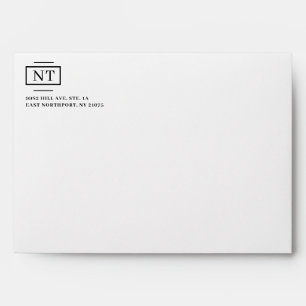 Enveloppe Monogramme moderne Adresse de retour gauche aligné