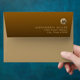 Enveloppe Monogramme moderne Amber Gold - Adresse de retour