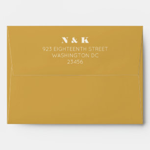 Enveloppe Monogramme moderne minimaliste safran Mariage jaun