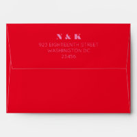 Monogramme moderne rose Mariage rouge Adresse de r