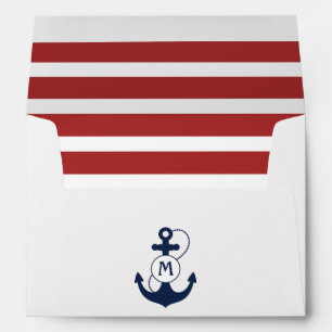 Enveloppe Monogramme nautique rouge d'Ancre