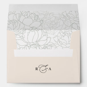 Enveloppe Monogramme Neutre Blush Adresse de retour 5x7 Mari