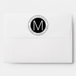 Enveloppe Monogramme noir & blanc moderne Adresse de retour