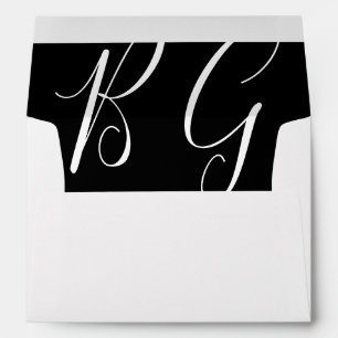 Enveloppe Monogramme noir et blanc 5x7 Faire-part de mariage